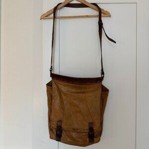 Vintage Dries Van Noten Leather Messenger Bag – Camel with Brown Strap